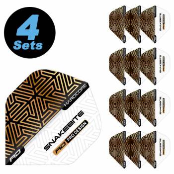 4 Flight Sets (12 pcs) Peter Wright White & Bronze Snake Hardcore Premium Standard