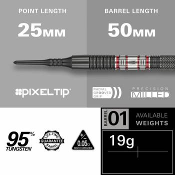 Darts (3 pcs) Gabriel Clemens 95K Soft Tip