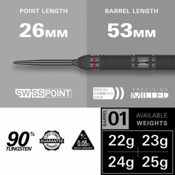 Steel darts set Scope 01 90% Swiss Point 2024