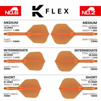 K-FLEX (3 pcs) Flight & Shaft (No 2) neon orange