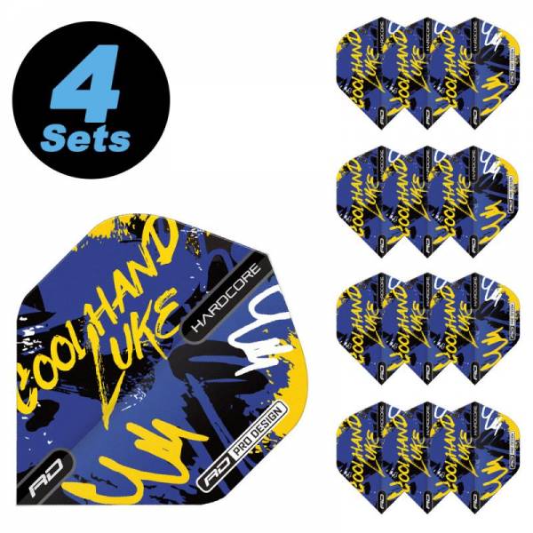 4 Flight Sets (12 pcs) Luke Humphries Signature Graffiti blue Hardcore Standard