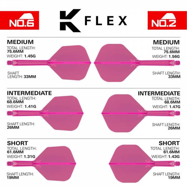 K-FLEX (3 pcs) Flight & Shaft (No 6) neon pink